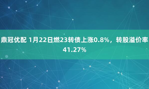 鼎冠优配 1月22日燃23转债上涨0.8%，转股溢价率41.27%